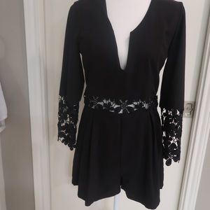 Tea & Cup black romper with back lace